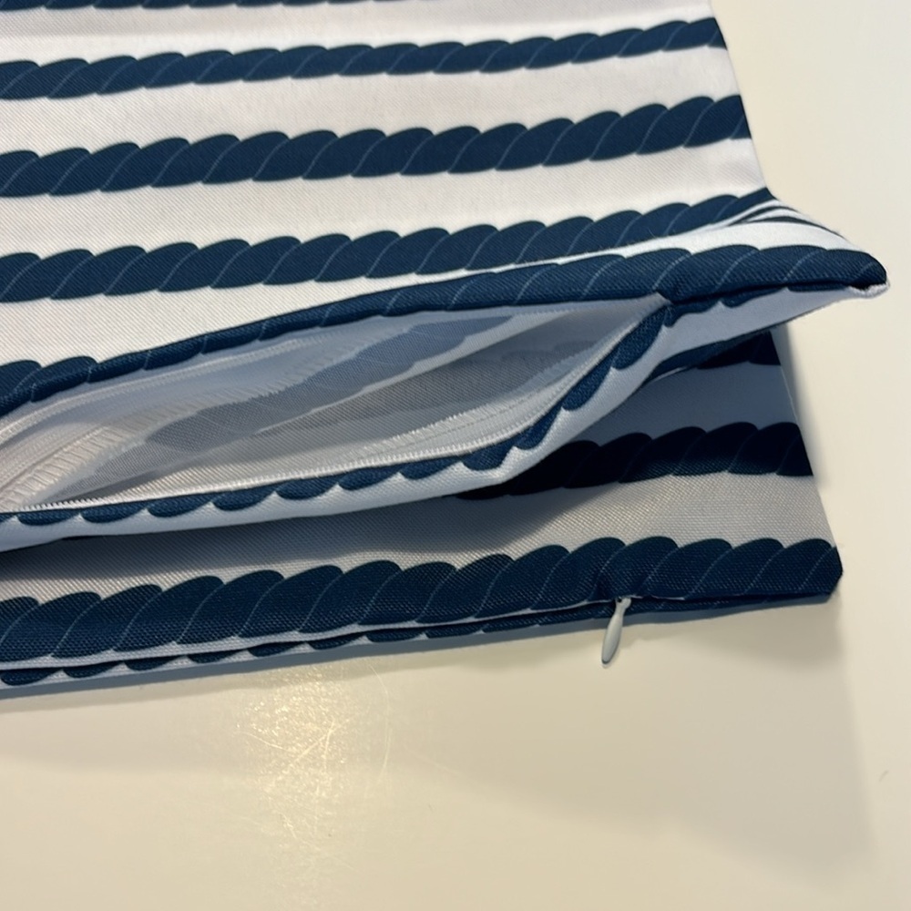 Navy Nautical Pillow Cover Set of 2 in Horizontal Style 18"x18"